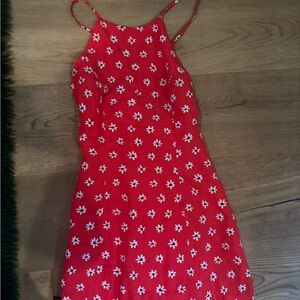 Zara Red Dress with White Floral Pattern